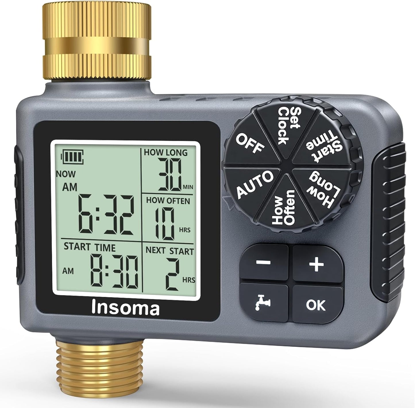 Sprinkler Timer - Brass Inlet & Outlet | Auto/Manual/Rain Delay Modes for Easy Garden Watering