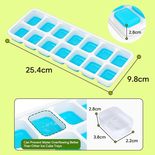 Airabc Silicone Ice Cube Trays - 4 Pack with Removable Lid | Easy-Release 14-Cube Design, BPA Free
