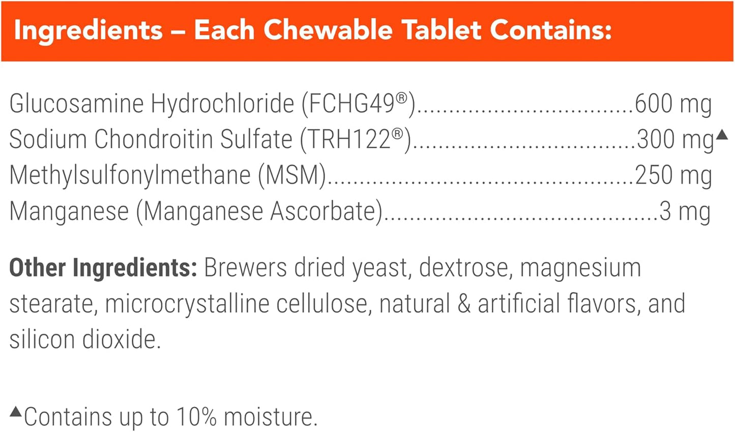 Nutramax Cosequin Joint Health Supplement for Dogs - Glucosamine, Chondroitin & MSM, 132 Chewable Tablets