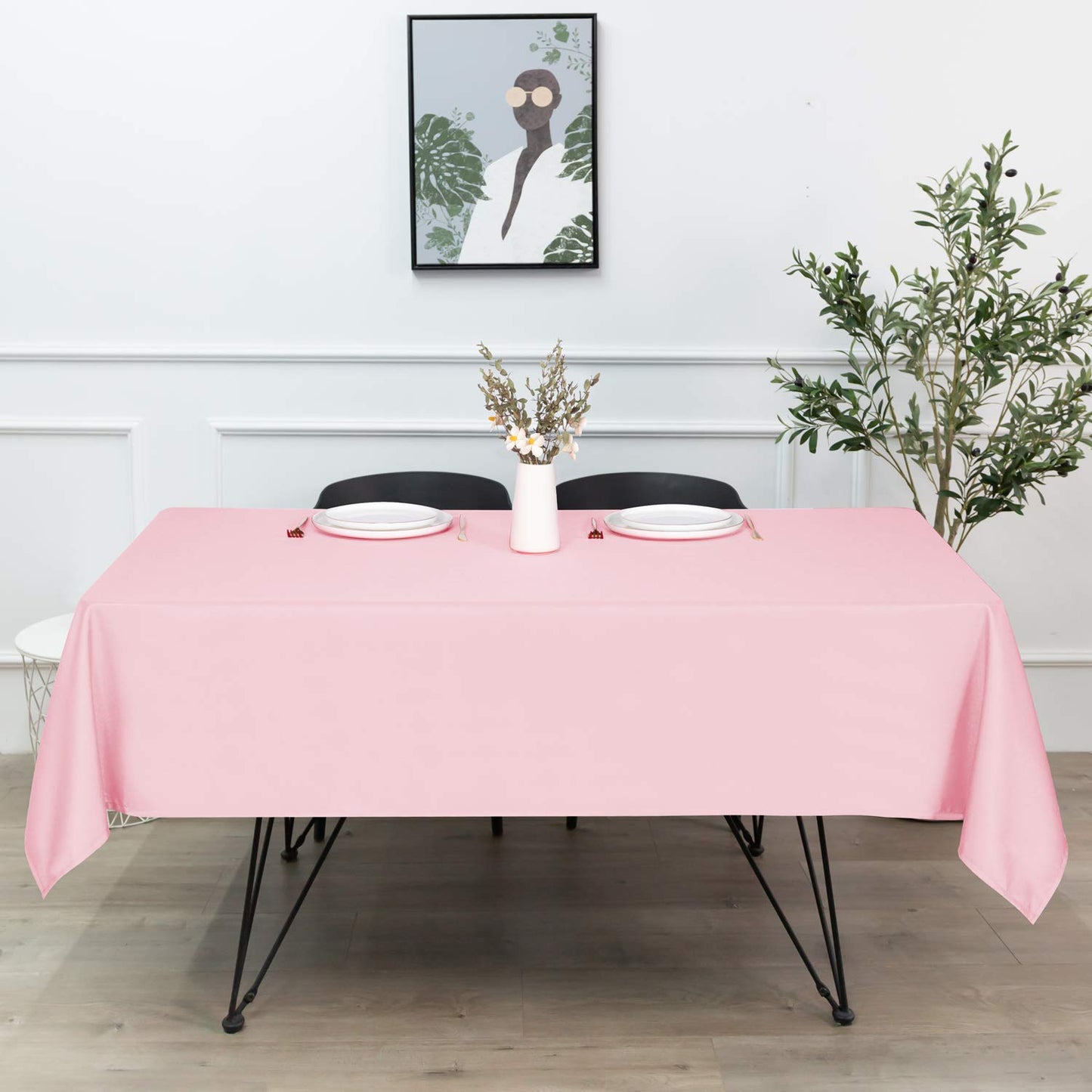 sancua Rectangle Tablecloth - 54 x 120 Inch - Stain and Wrinkle Resistant Washable Polyester Table Cloth, Decorative Fabric Table Cover for Dining Tables, Buffet Parties and Camping, Pink