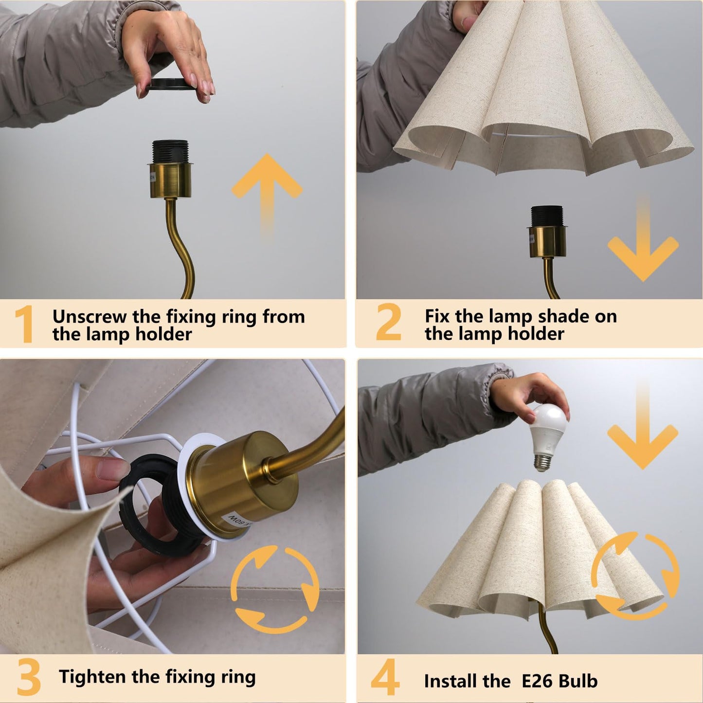 KUNJOULAM Small Table Lamp, Bedside Nightstand Lamp with Umbrella Form Fabric Lampshade, Morden Mini Desk Lamp for Bedroom Home Office Decor