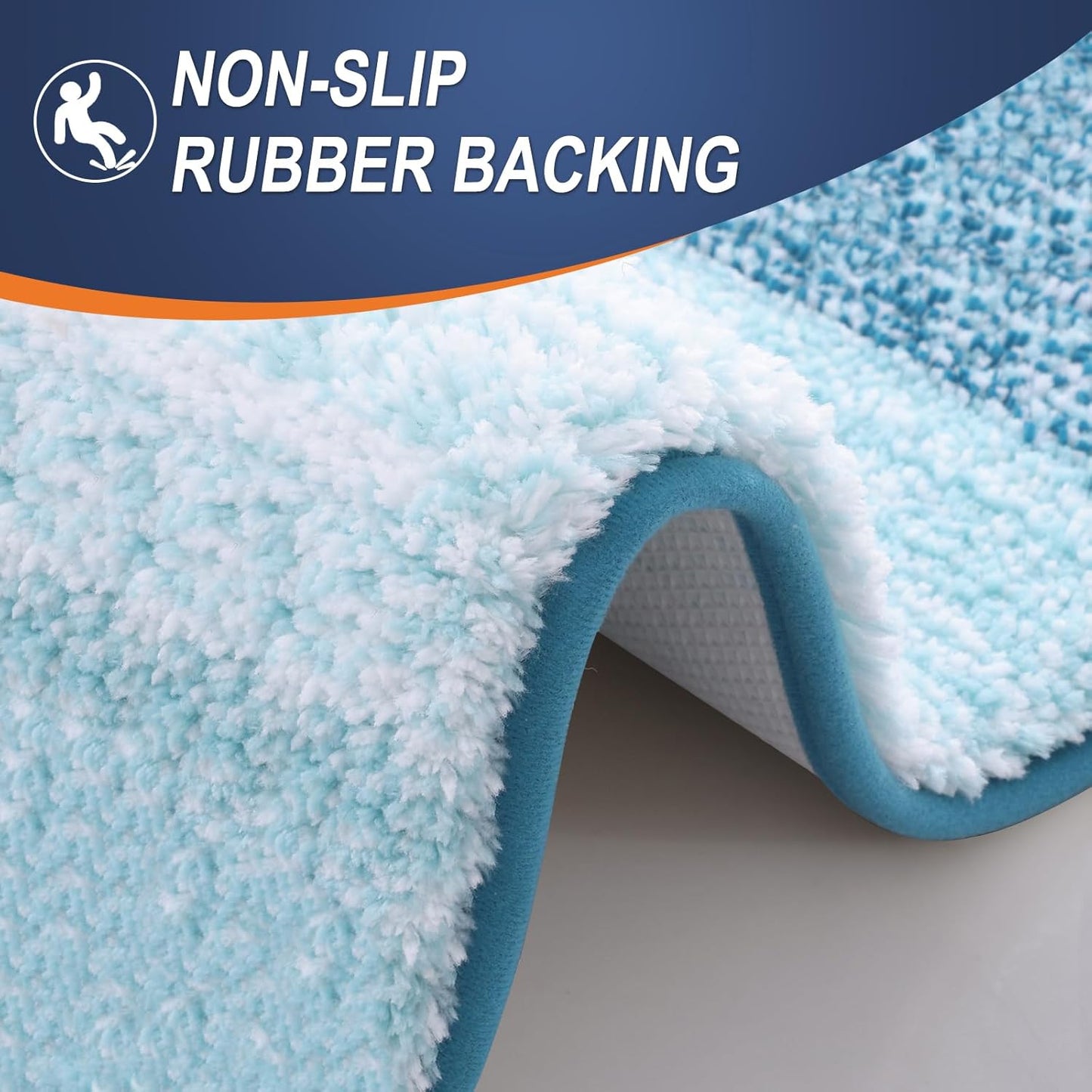 OLANLY Bathroom Runner Rug - Extra Soft Microfiber Mat with Rubber Backing | Quick Dry, 47x17 in Peacock Blue