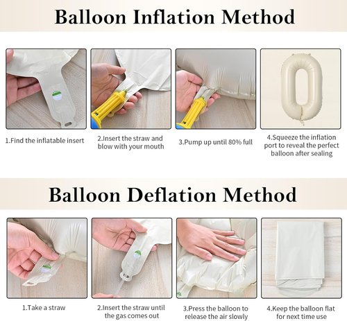 Biapian 40-Inch Cream ONE Foil Balloons - Giant Aluminum Balloons for 1st Birthday Party Decor