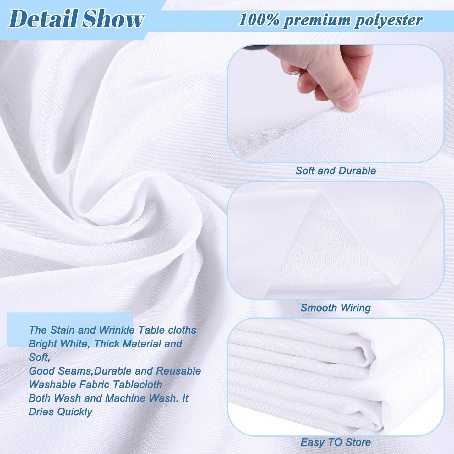 Kesfey 6 Packs Round White Polyester Tablecloths for 48 inch, 20 inch Tables Round Table Cloths 60 inch Stain and Wrinkle Resistant Washable Fabric Table Cover for Party Wedding Dining Banquet Buffet