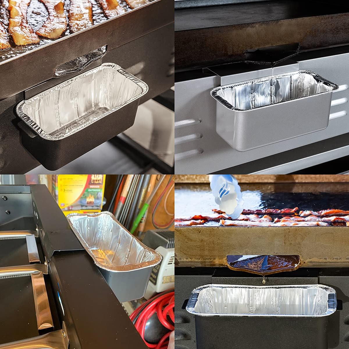 MOACOCK 50-Pack Drip Pans for Blackstone Griddles | Aluminum Foil Grease Trays for 17"-36" Griddles