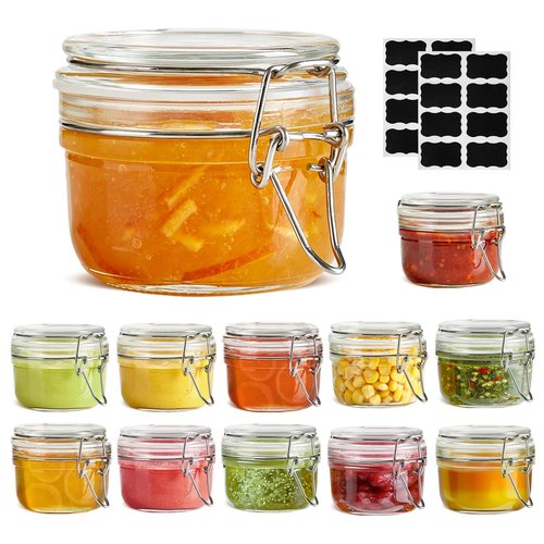 ComSaf 4oz Glass Spice Jars with Airtight Lids (Value Pack of 12), Bulk Mini Mason Jars for DIY Wedding Favors, Spices, Herbs & Crafts, 120ml Small Glass Canisters for Complete Pantry Organization