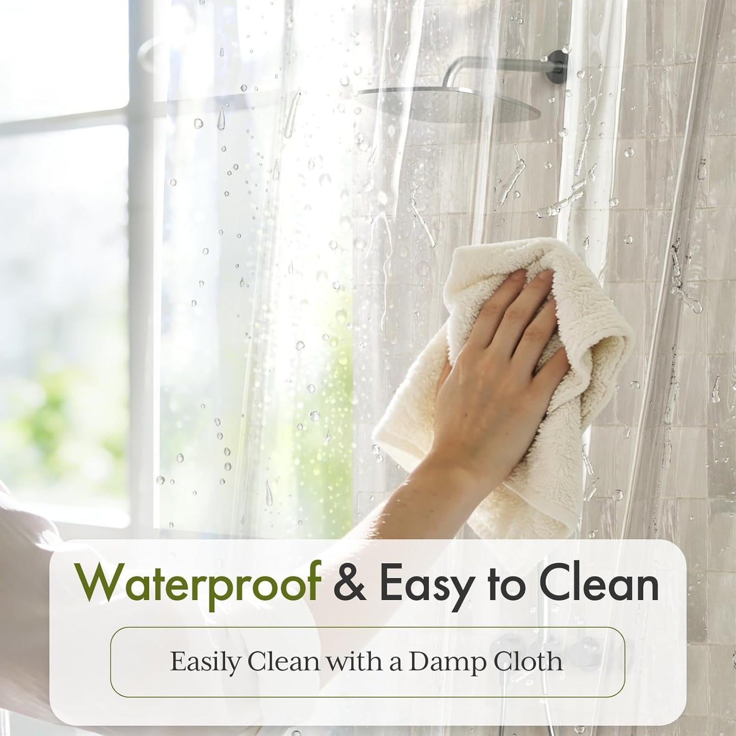 Bathway Heavy Duty Shower Curtain Liner - Clear Waterproof PEVA 72x72 Inches with 12 Rustproof Grommets