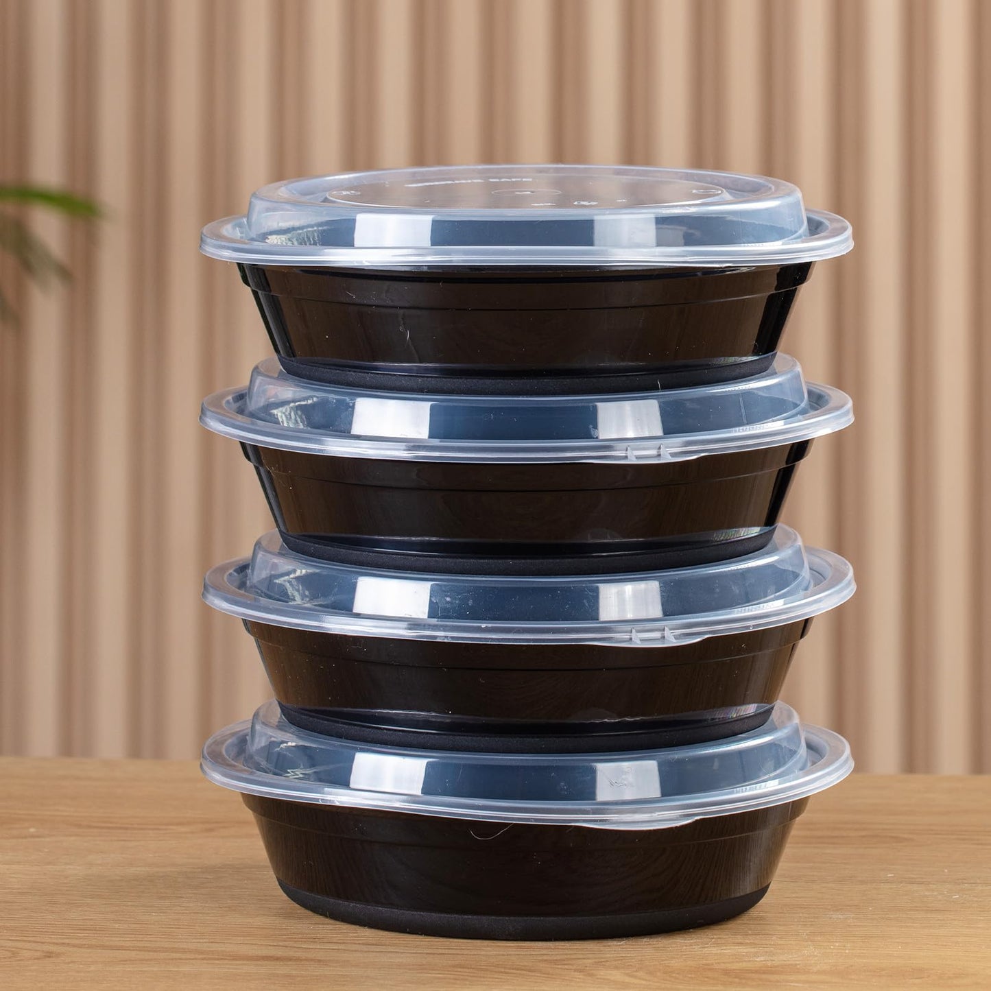 plaspapier Commercial 32 oz Round Meal Prep Containers - 50 Pack (100 Pcs) with Lids, BPA-Free, Leak-Resistant, Freezer & Dishwasher Safe - For Soups, Salads, Takeout