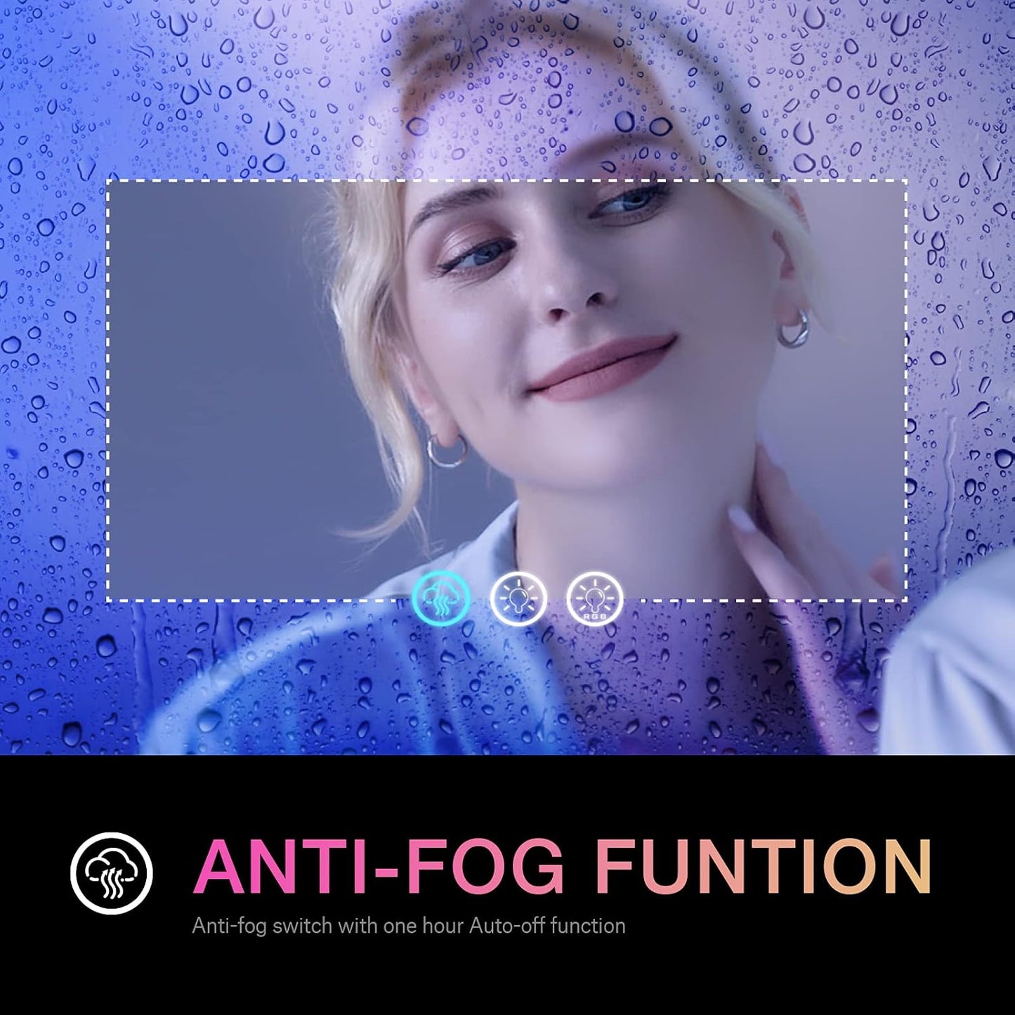 LOAAO RGB LED Bathroom Mirror - 84x32 Inch, Dimmable, Anti-Fog, Colorful Light Modes, Tempered Glass