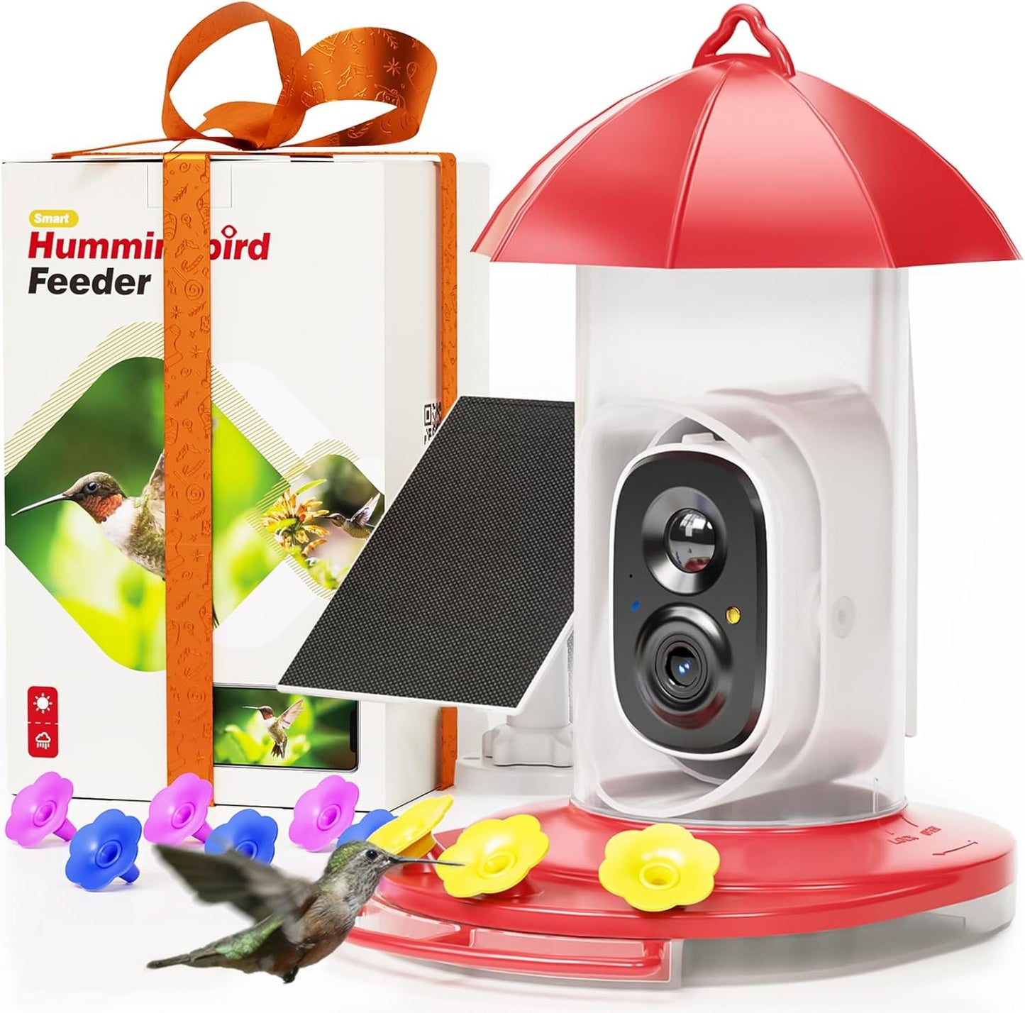 LongPlus® Hummingbird Feeder - Solar Powered Smart Bird Camera with 2K Live Video & Ant Guard Base