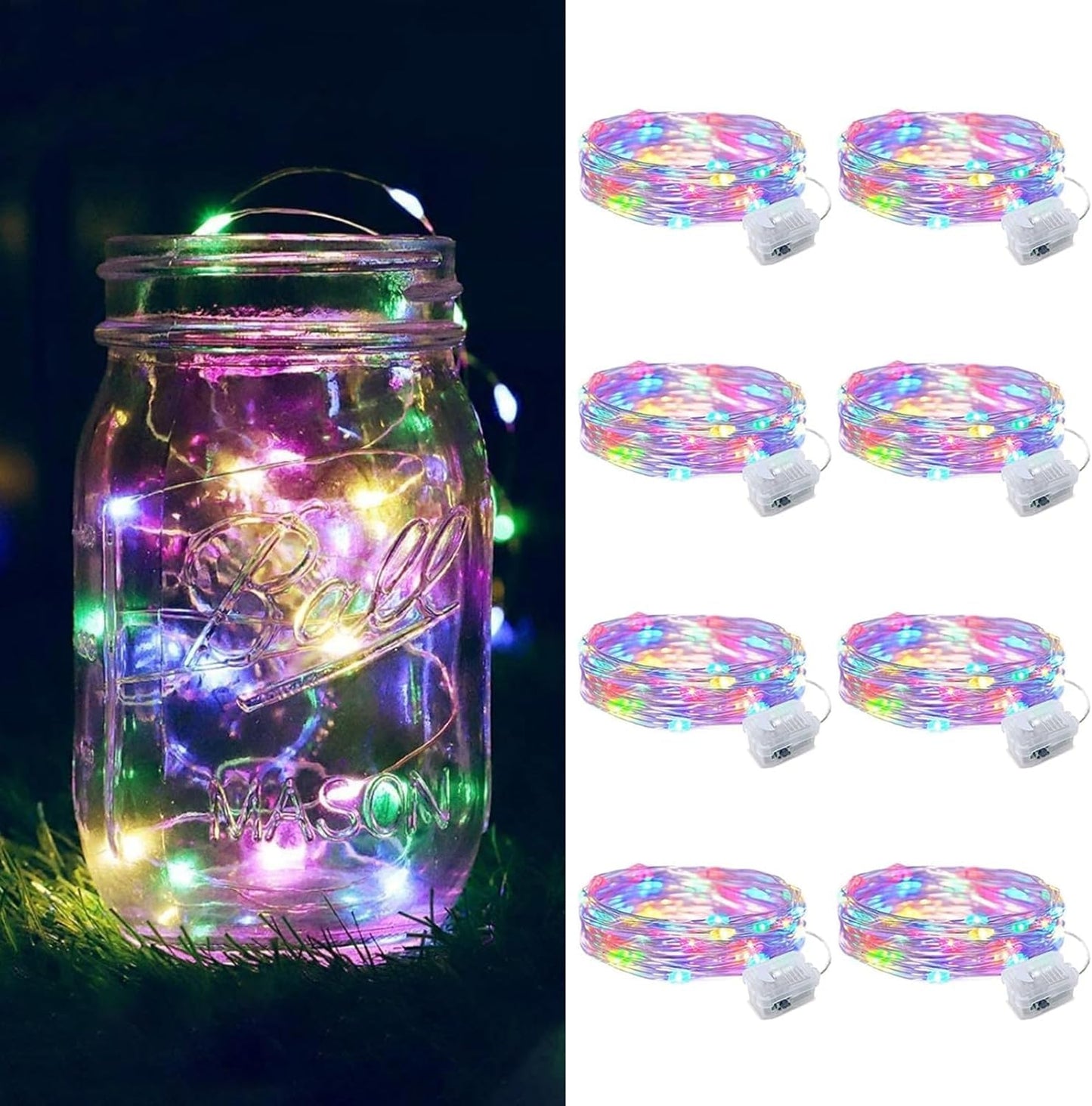 ZGWJ Fairy Lights - 8 Pack Battery Operated 7ft Mini LED String Lights | 3 Modes for DIY & Party Decor