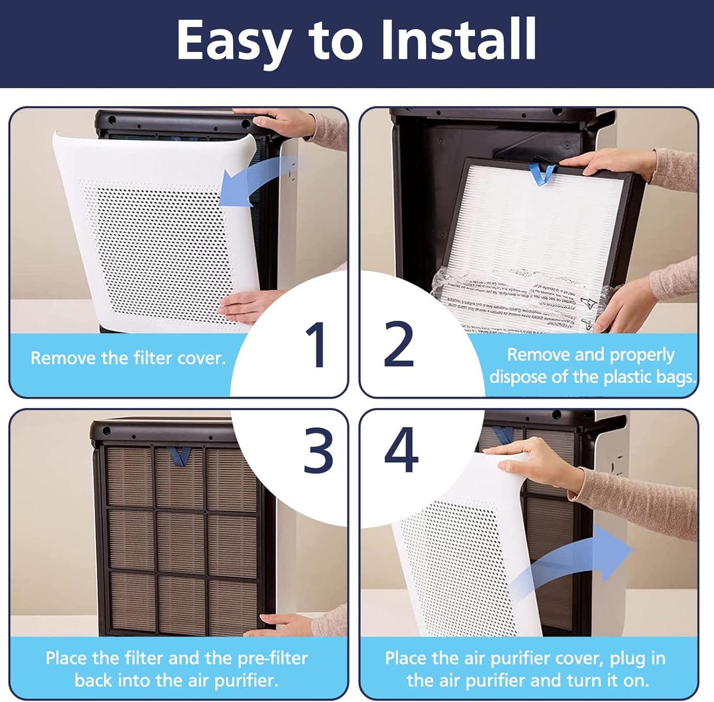 LEVOIT Vital 200S-P Replacement Filter - High-Efficiency Air Purifier Filter for Large Rooms | 2 Pack, White