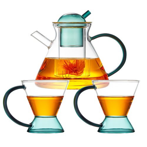 Glass Teapot Set, Glass Teapot Set With 2 Glass Cups, Tea Pots For Tea Party,Glass Tea Kettle Stovetop, Borosilicate Tea Pot With Infusers For Loose Tea, Tea Infuser Pot, Tea Maker.