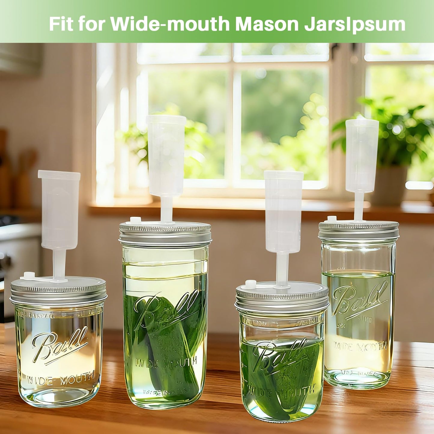 Fermentation Kit for Wide Mouth Mason Jars,Fermentation Kit with 4 Glass Fermentation Weights,4 Fermenting Lids,4 airlocks,5 Silicone Rings,5 Silicone Grommet for Pickling, Canning and Sauce(No Jars)