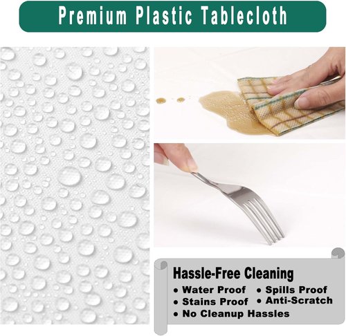 **PARTY ULYJA White Plastic Tablecloths - 2 Pack Disposable Covers for Bridal Showers & Events | 54 x 108 Inch**