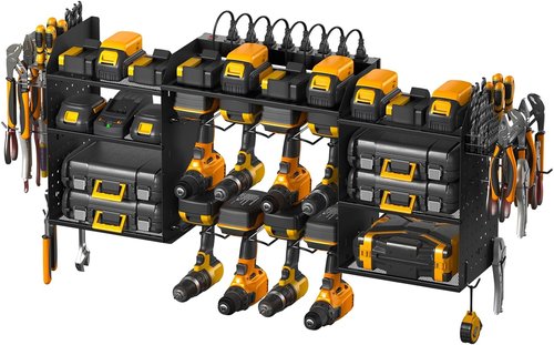 CCCEI Tools Organizer - Wall-Mount Charging Station with 6FT Power Strip | 39 Inch Power Tool Storage Rack