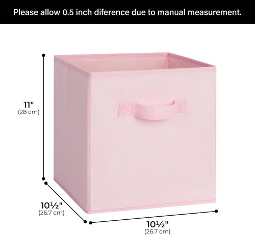 Cupic Cupid Storage Cubes - 11x11 Collapsible Bins with Handles | 6 Pack for Clothes & Toys, Pink
