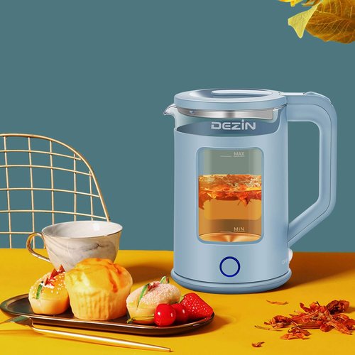 Dezin Electric Kettle with Keep Warm Function, BPA Free Window-Glass Double Wall Design Electric Tea Kettle, Bicolor LED, 1.5L Hot Water Kettle with Auto Shut-Off and Boil Dry Protection Tech