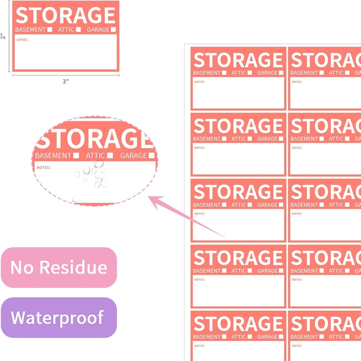 Ououstate 300 Count Removable Packing Labels - Waterproof Color-Coded Stickers for Home Moving