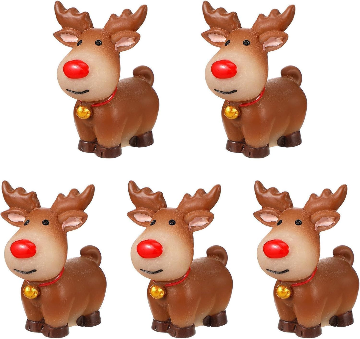 Skiennix Mini Reindeer Figurines - 5pcs Cute Resin Elk Statues for Christmas Crafts | Perfect for DIY Decor