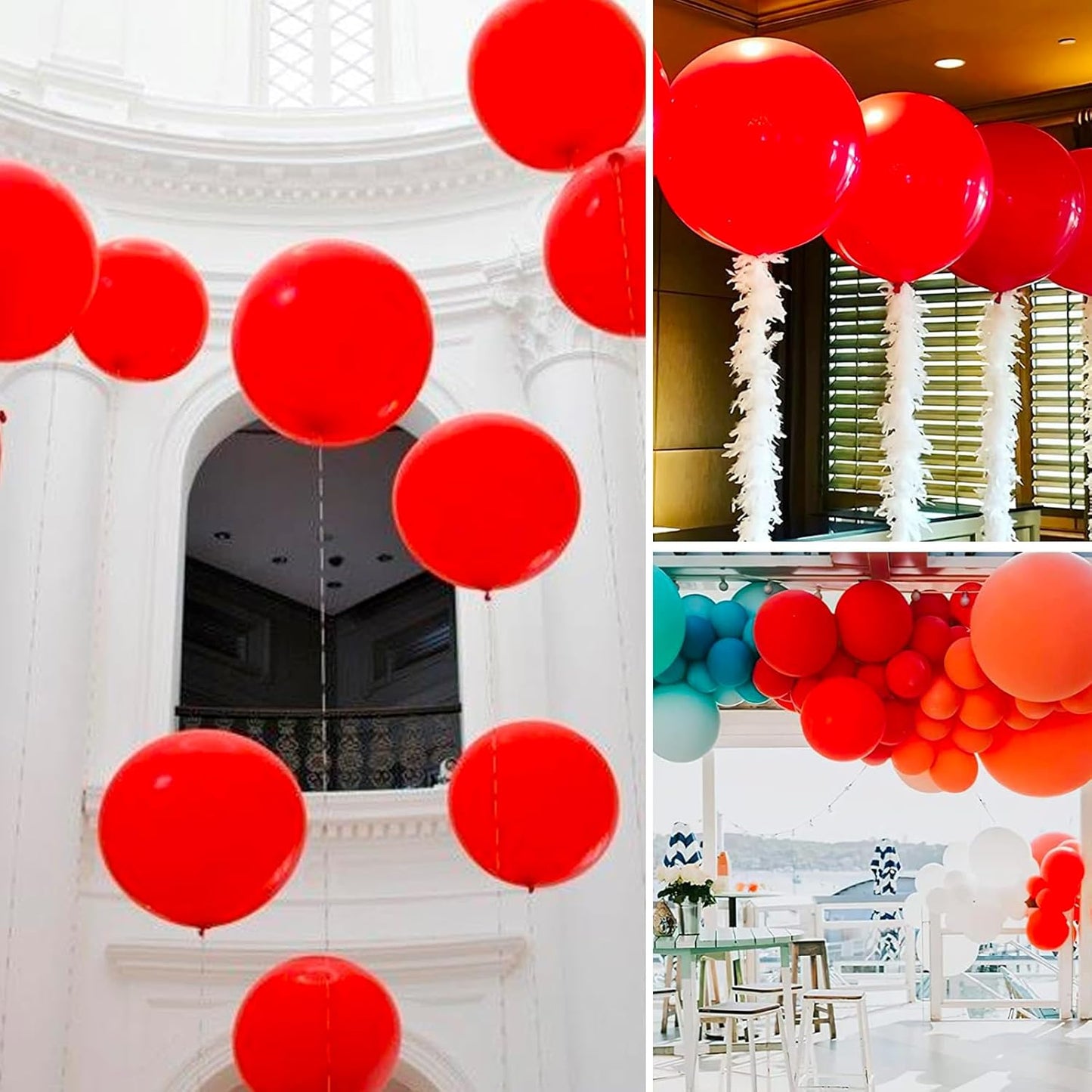 PartyWoo Red Helium Balloons - 36 Inch, 4 Pack for Birthday, Graduation & Special Events