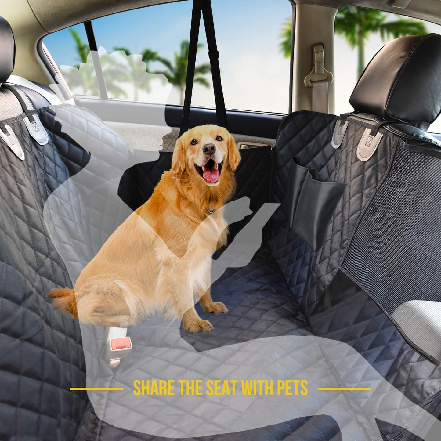 Vailge Dog Car Seat Cover - 100% Waterproof Hammock with Mesh Window | Scratch-Resistant, Antislip Design