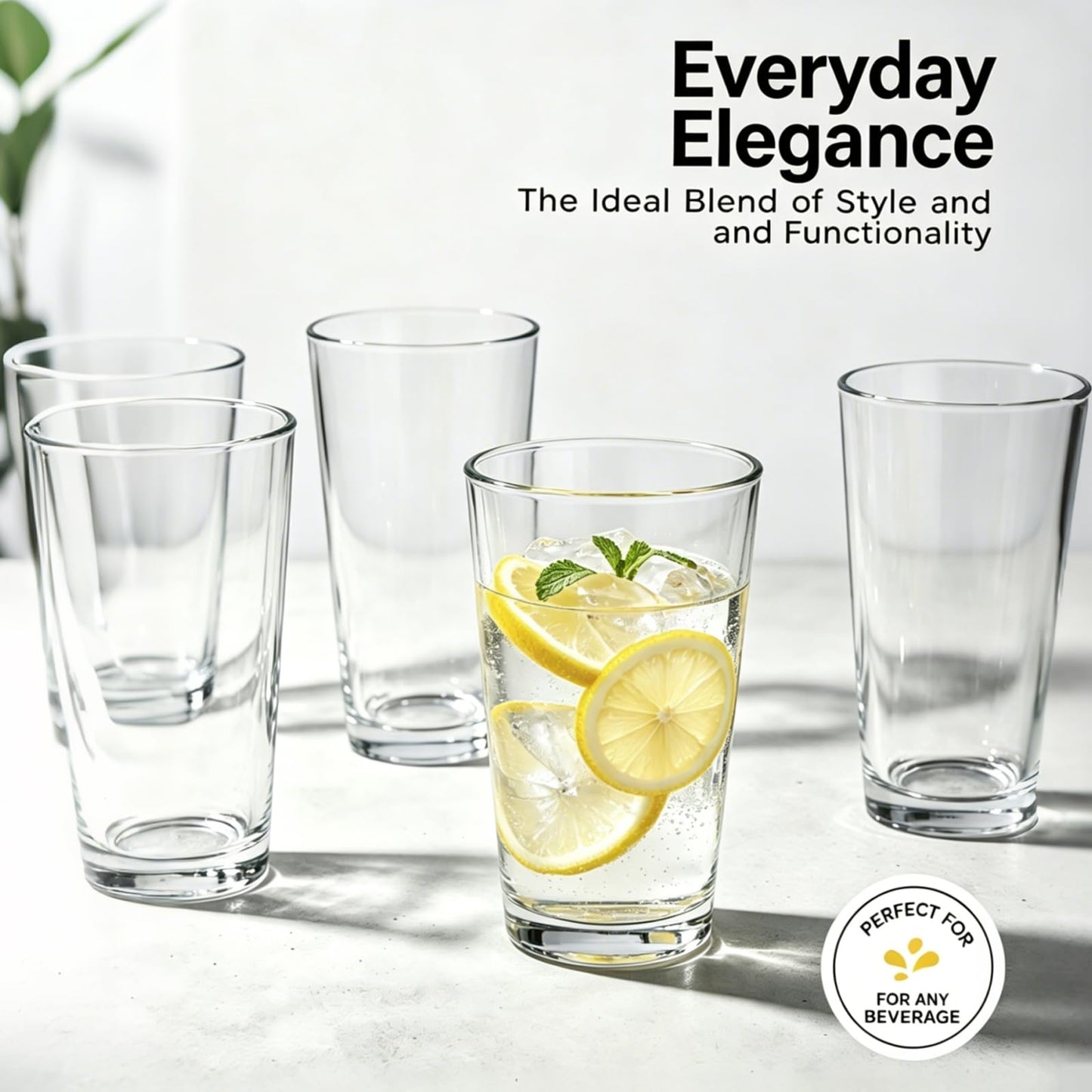 QAPPDA Glass Cups 17 oz, Clear Drinking Tumblers For Home,Highball Glass Drinking Glasses For Beverages,Cocktail Glass,Large Water Cups Drinking Cups Juice Glass Beer Cups 12 Pack KTY1804…