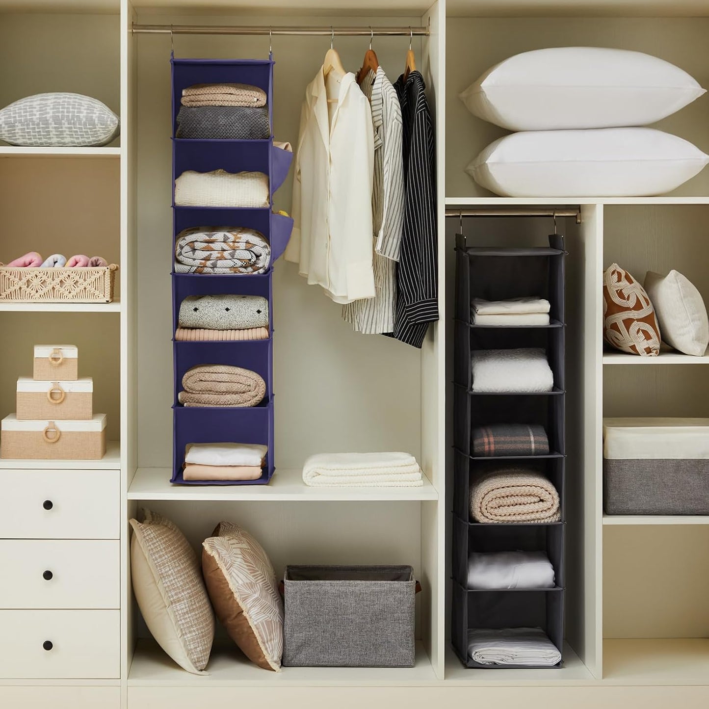 YOUDENOVA Hanging Closet Organizer - 6-Shelf Storage Solution for Efficient Closet Space - Purple