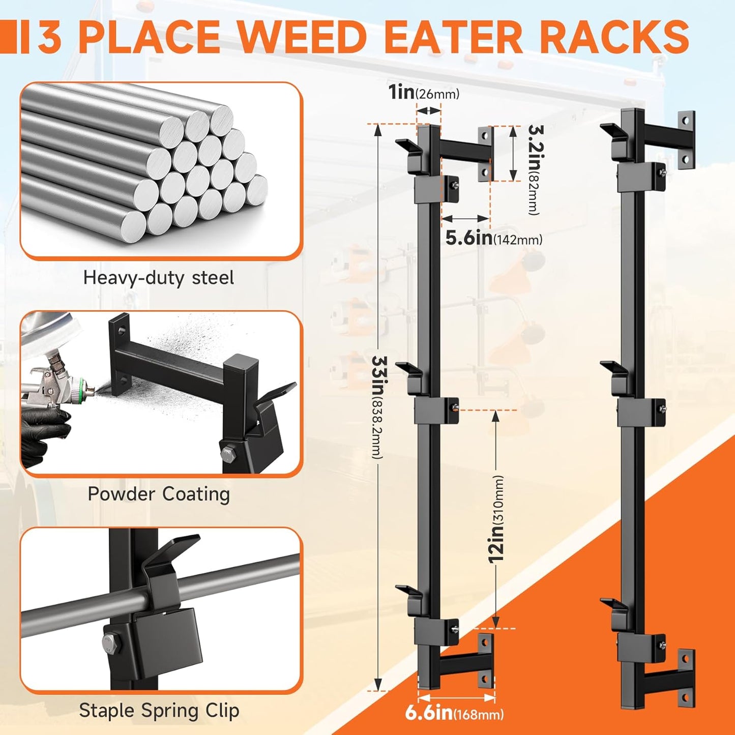 Skiennix Weed Eater Rack - Durable Landscape Trimmer Holder for Enclosed Trailers | Lawn Equipment Accessory