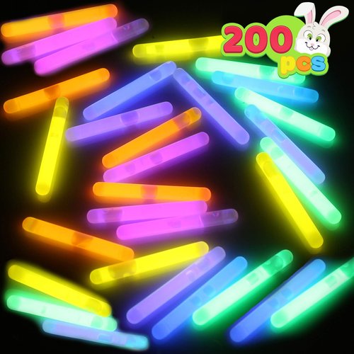 JOYIN 100 Mini Glow Sticks(1.7"), 8 Colors, Small Glow in The Dark for Easter Eggs Party Favors,Easter Basket Stuffer Party Pack, Weddings Classroom Decorations Prizes