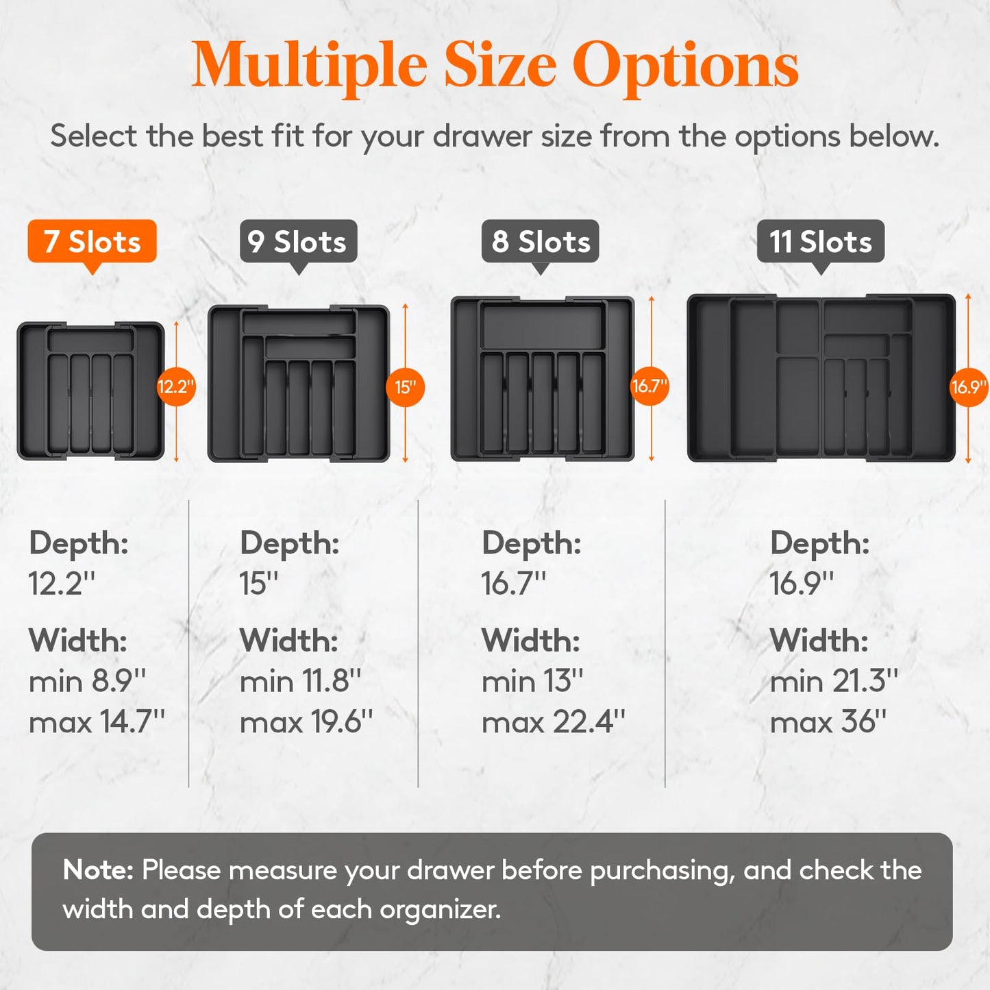 Lifewit Silverware Drawer Organizer, Expandable Utensil Tray for Kitchen, BPA Free Flatware and Cutlery Holder, Adjustable Plastic Storage for Spoons Forks Knives, 8.9-14.7 x 12.2", Gray