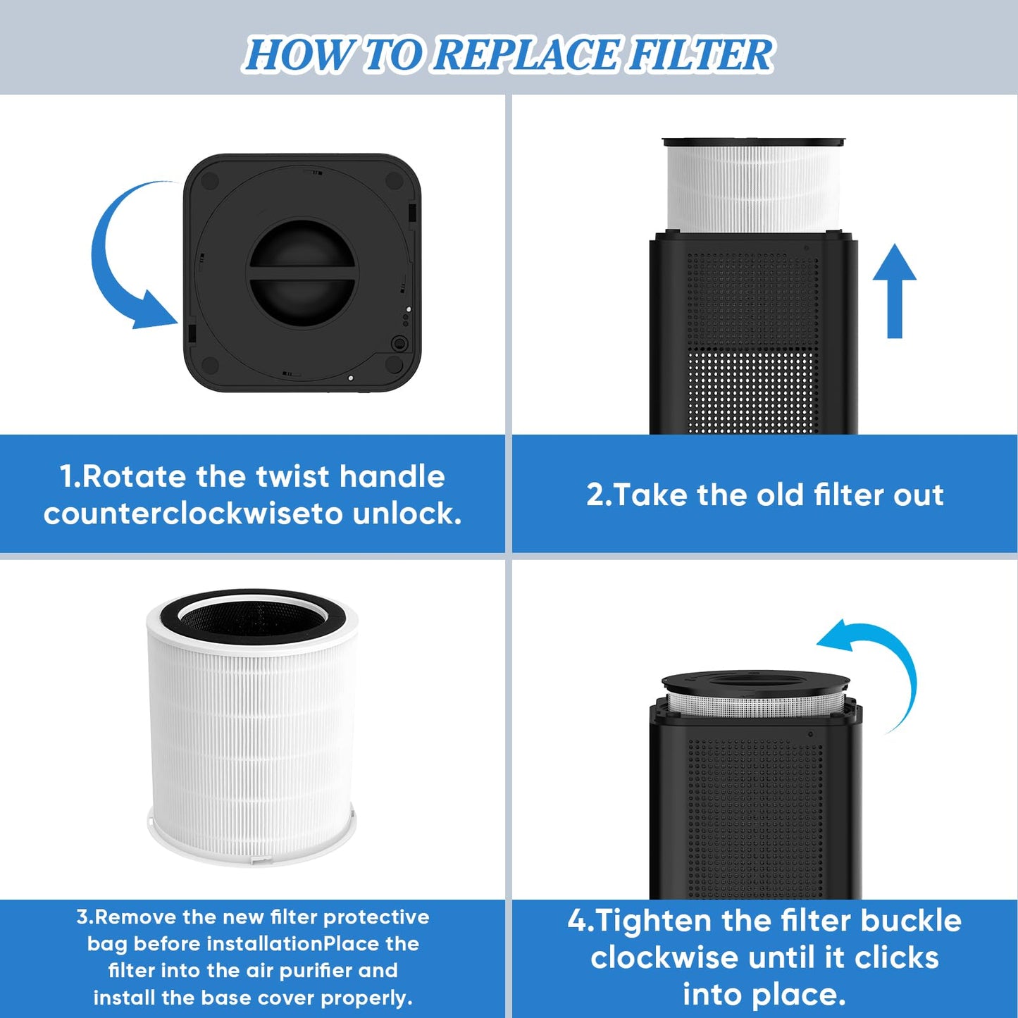 DAYETTE Original H14 Replacement Filter Compatible Air Purifier AP403 AP404, 4-in-1 H14 Grade True HEPA, High-Efficiency Activated Carbon