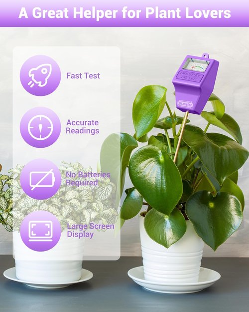 Dr.meter Soil Moisture Meter - Accurate Hygrometer Sensor for Indoor & Outdoor Plants | No Battery Needed