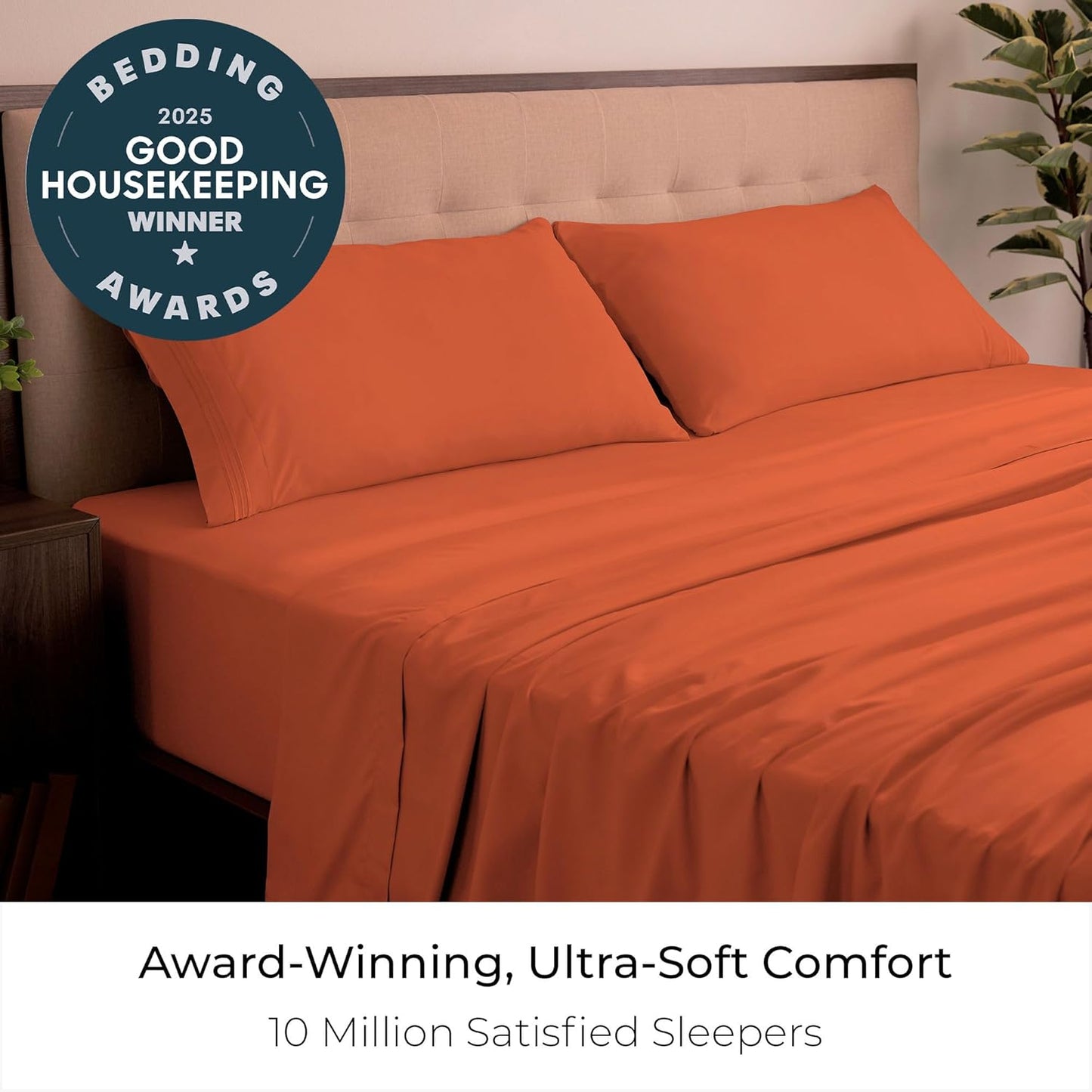 Mellanni California King Sheets Set - 4 PC Hotel Luxury Bedding | Extra Soft, Cooling, Wrinkle-Resistant (Cal King, Poppy Orange)
