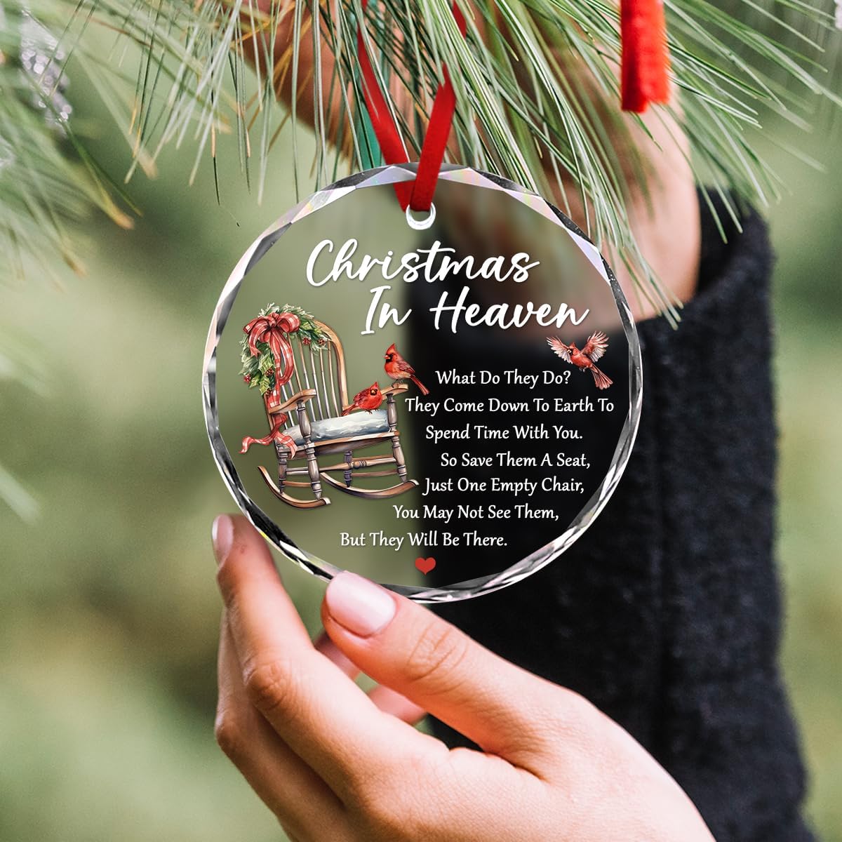 Regine Switzerland Christmas Glass Ornaments - Memorial Gifts for Grieving Loved Ones | Empty Chair Design