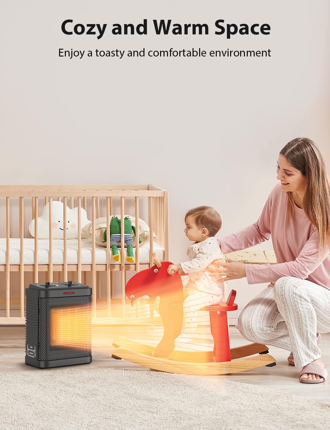 Skiennix 1500W PTC Ceramic Space Heater - Portable Indoor Heating with Thermostat & Safety Features