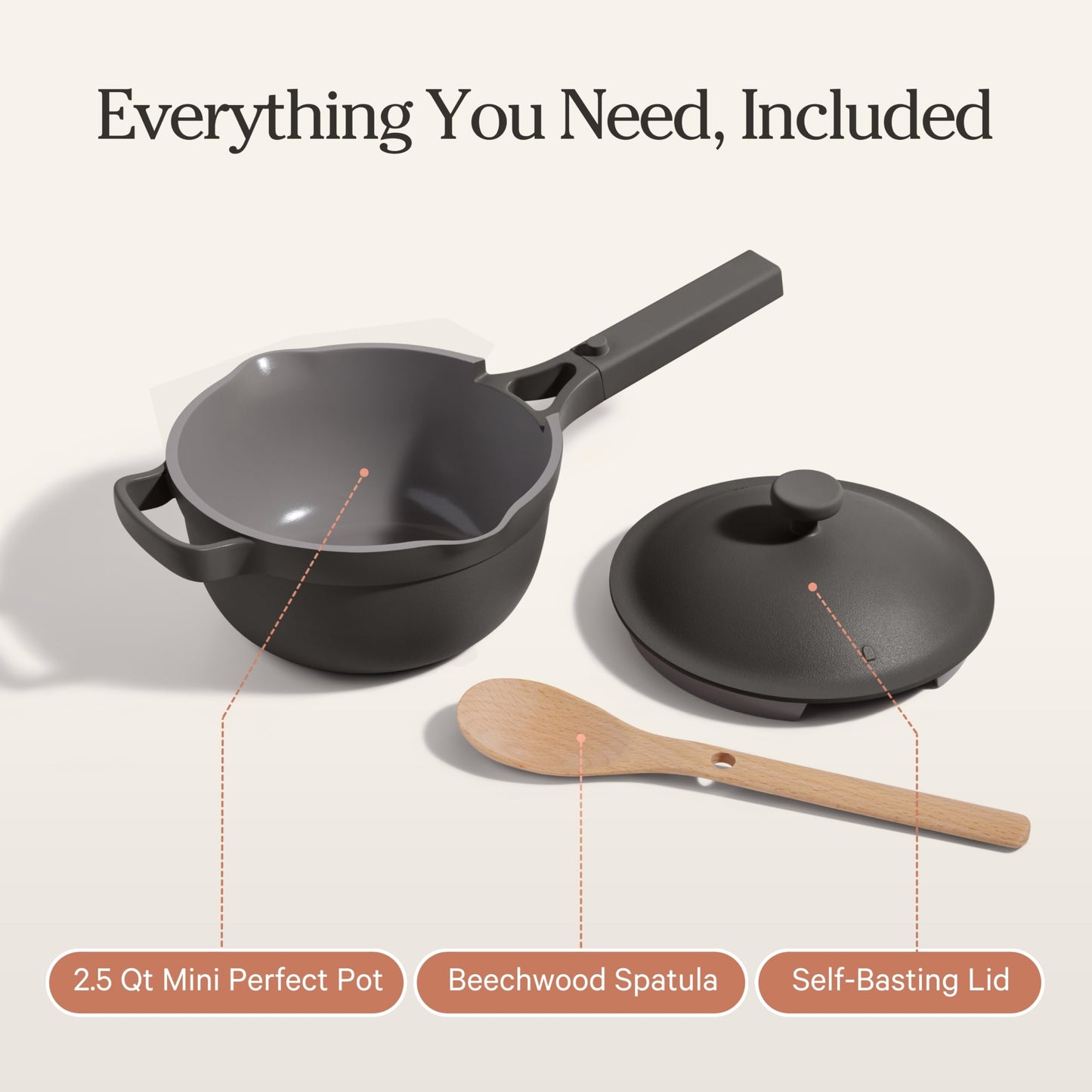 Our Place Mini Perfect Pot | 2.5 Qt Ceramic Pot with Lid & Spatula | Patented 8-in-1, PFAS-Free Nonstick, Non-Toxic Cookware | Induction & Oven-Safe up to 450°F | Blue Salt
