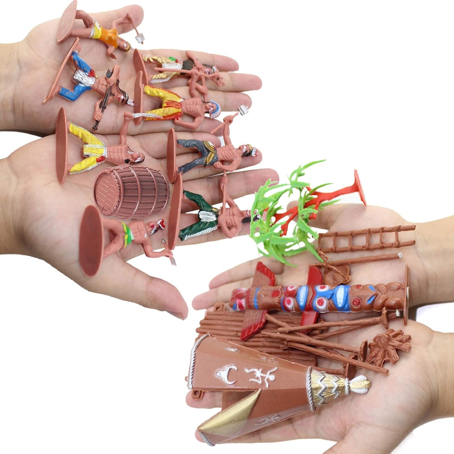 15-Pack Native American Indian Figures - Miniature Toys for Sandbox, Aquarium & Fairy Gardens