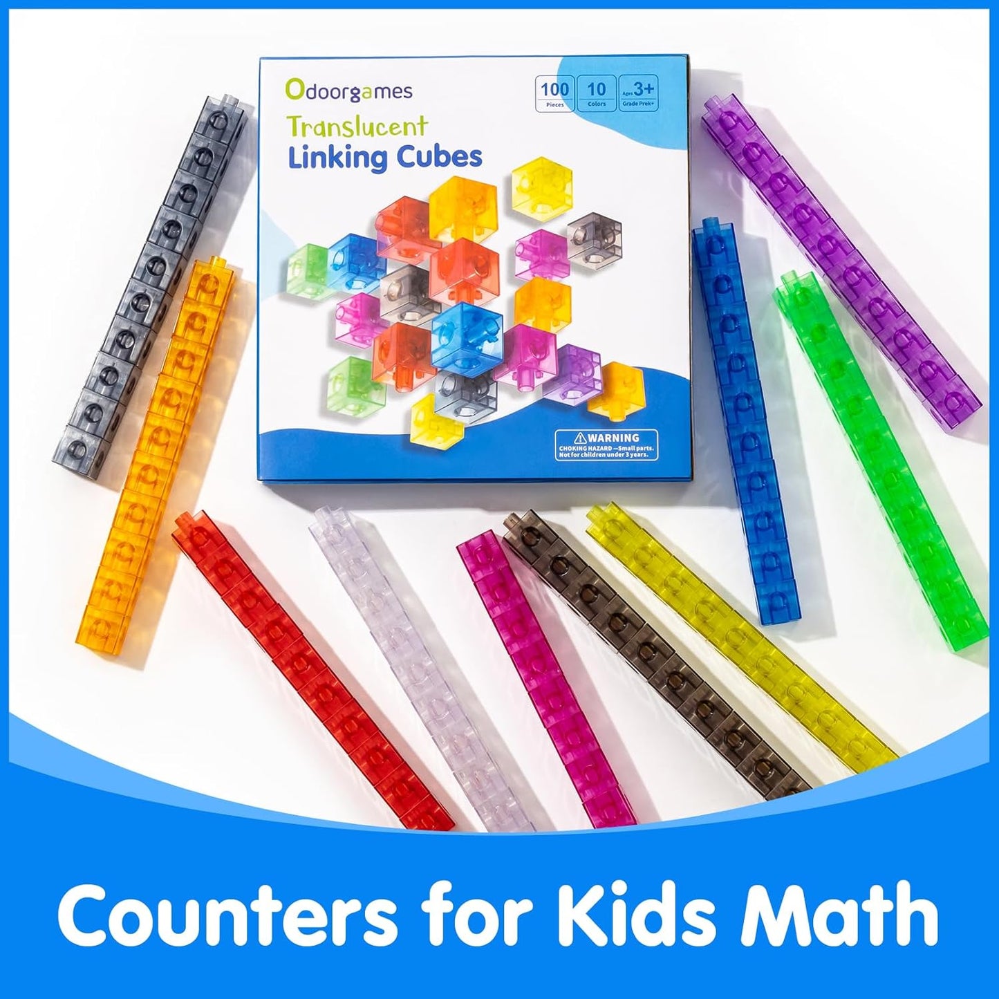 Skiennix Translucent Linking Cubes - Engaging Math Toy for Early Learning & Creative Play