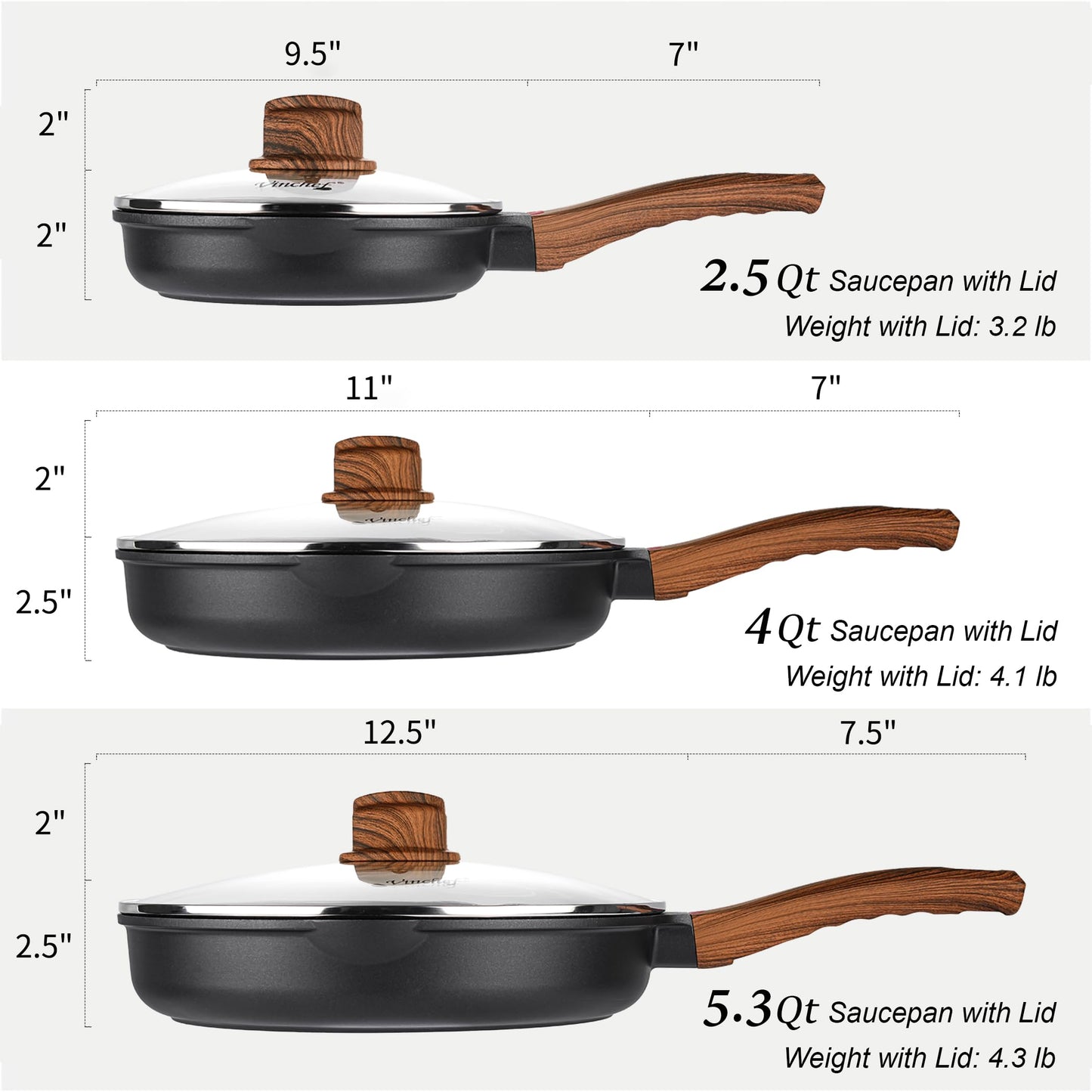 Vinchef Pots and Pans Set Non Stick, 12pcs Induction Cookware Set, Non Stick Frying Pans with Lid, Non Toxic Kitchen Cookware Sets, Pan Sets for Cooking, PFAS and PFOA Free