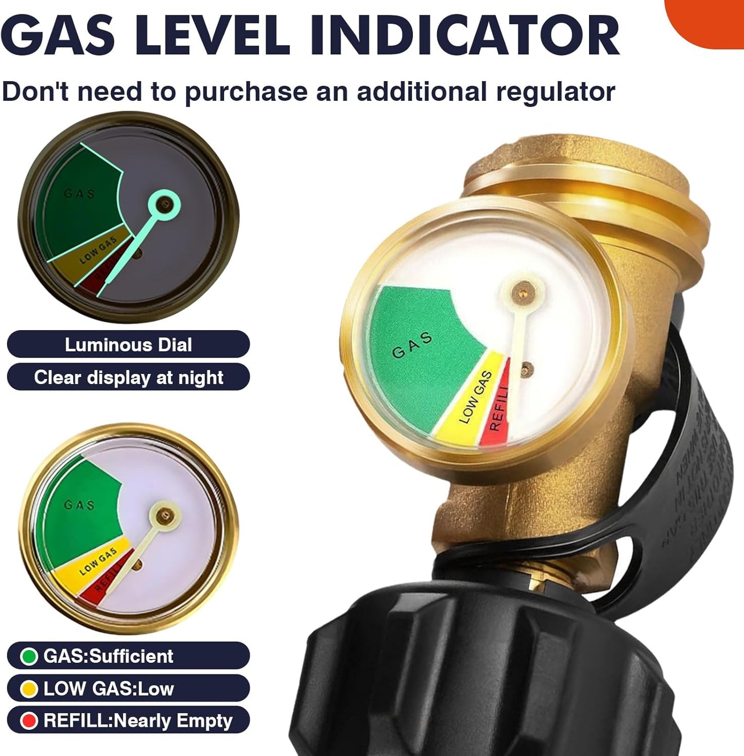 Llamaviva Propane Tank Gauge with Leak Detector - Universal Level Indicator for 5-40lb Tanks | 2-Pack