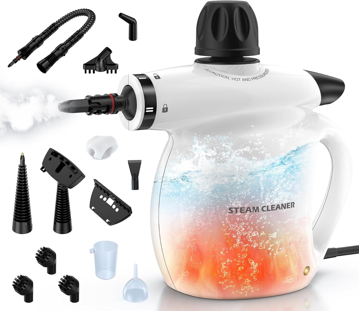 Skiennix Steam Cleaner - Pressurized Handheld Multi-Purpose Deep Cleaning Steamer | 13-Piece Set, Portable for Home & Car