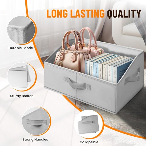 Criusia Closet Organizer Bins - Large Collapsible Fabric Storage Baskets with Handles | 4-Pack for Home Organization