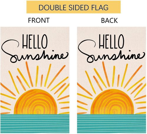 Hello Sunshine Summer Garden Flag - 12x18 Double-Sided Burlap Decor for Farmhouse Yard