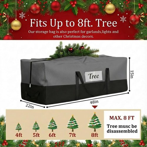 Christmas Tree Storage Bag by [Brand Name] - Heavy-Duty 600D Oxford for 8 Ft Trees | Durable Zipper & Reinforced Handles