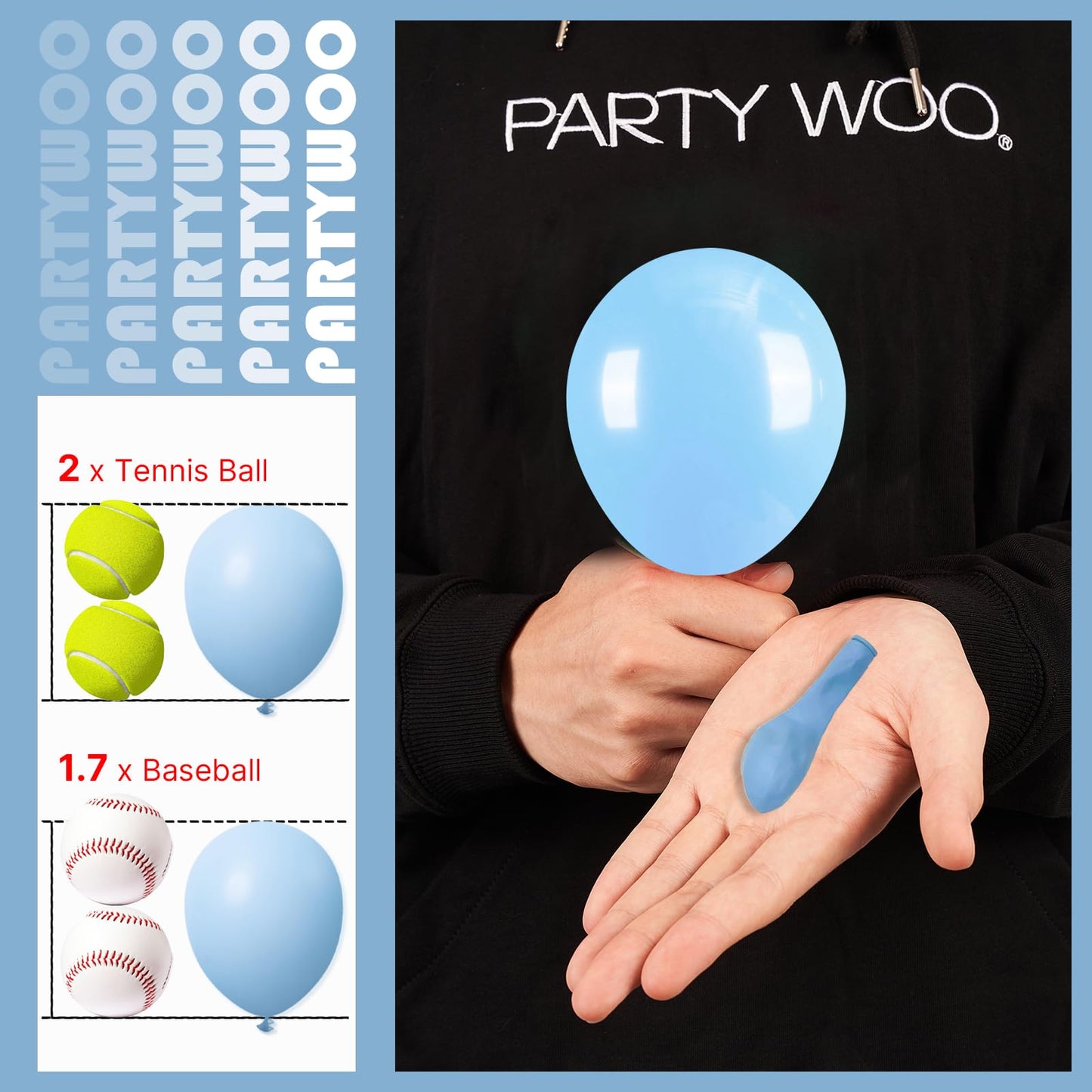 PartyWoo Light Blue Balloons 100pcs 5 Inch Small Mini Baby Pastel Sky Aqua Blue Balloons for Graduation Baby Shower Gender Reveal Weddings Anniversary Birthday Bachelorette Party Decorations Blue-Y4