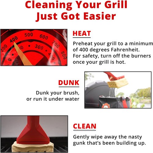 Grill Rescue BBQ Grill Brush - Durable Bristle-Free Scraper Head for Cast Iron & Stainless Steel Grates