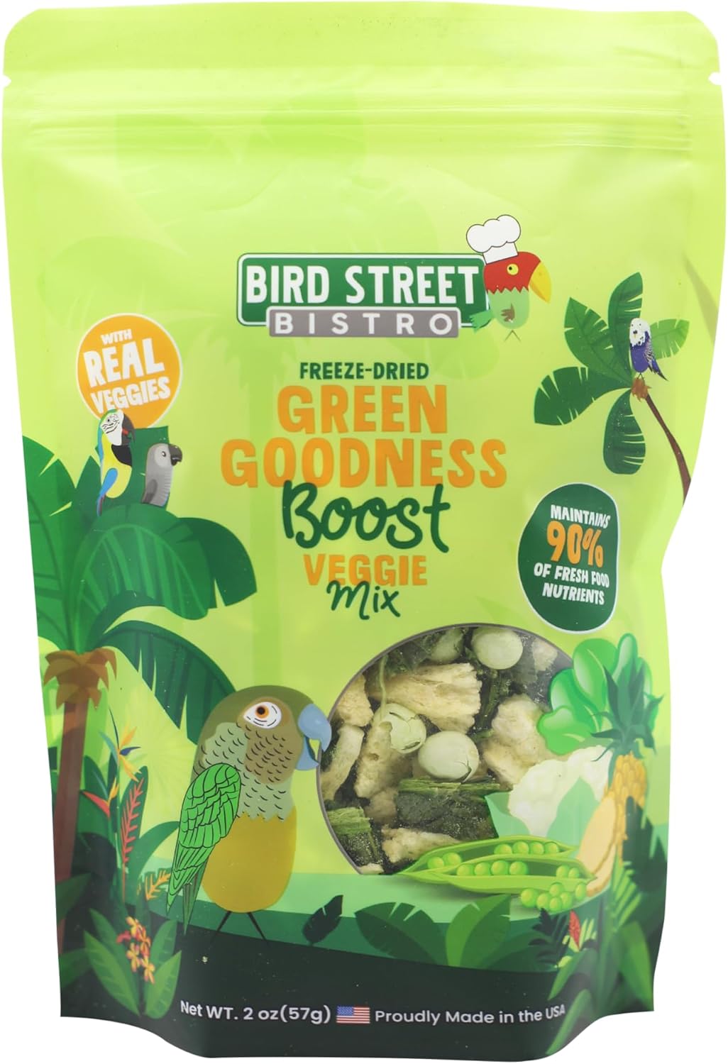 Skiennix Bird Treats - Nutritious Parrot & Cockatiel Food - Green Goodness Blend - 1 lb