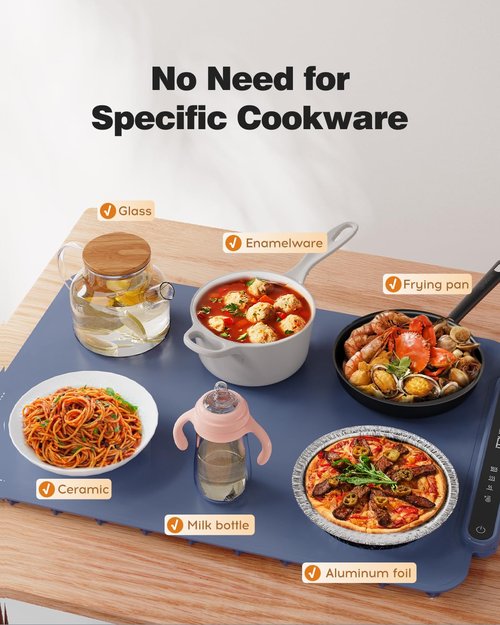 Food Warming Mat, iTRUSOU Electric Warming Tray Full Surface Heating to Keep Food Warm or Thawing, Versatile Food Warmer with 3 Temperature Setting for Parties Buffets Gatherings Holidays Daily Use
