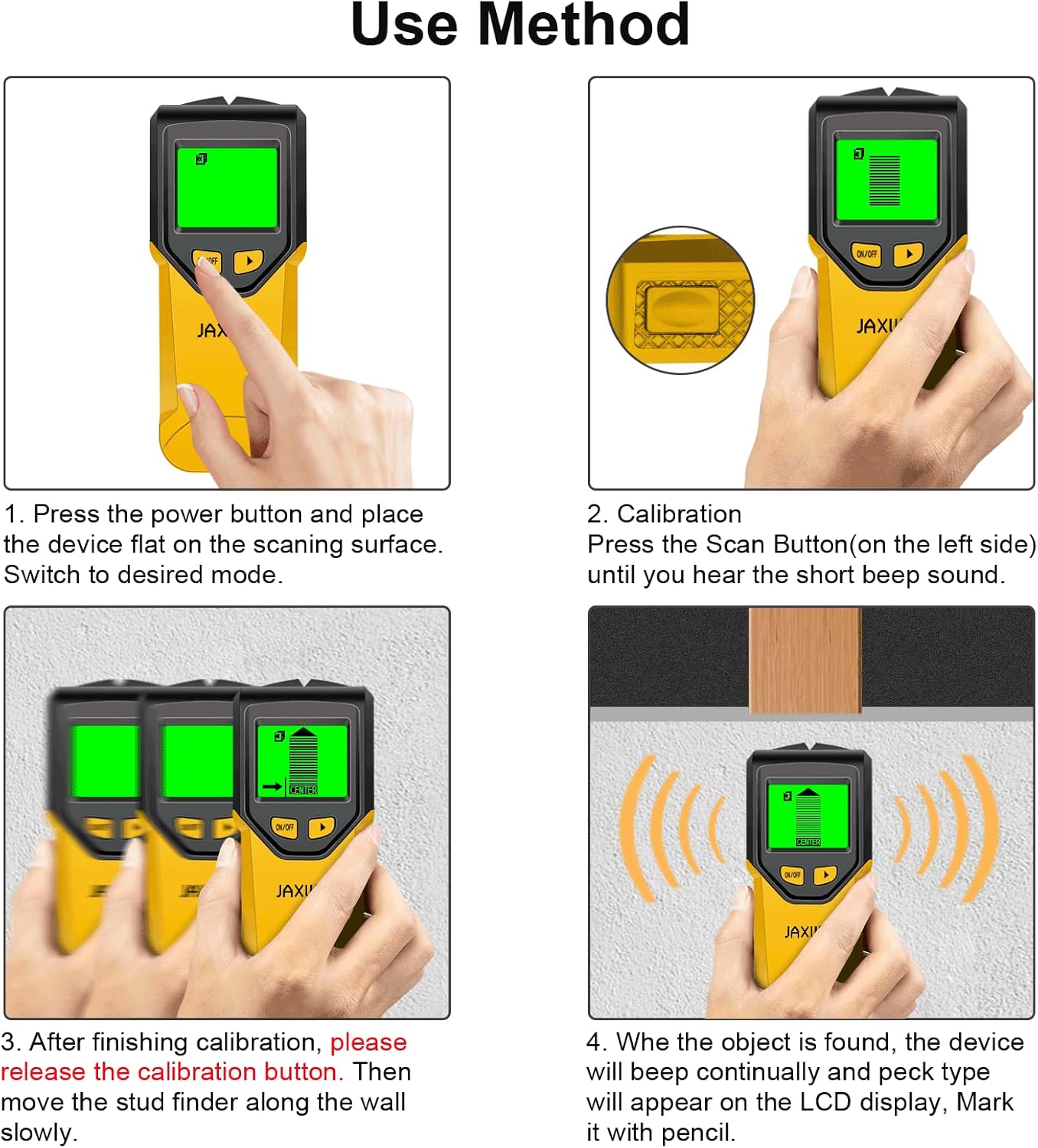 Skiennix Stud Finder Wall Scanner - 5-in-1 Tool with Microprocessor Chip & HD LCD Display | Yellow Pear
